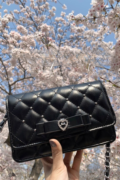 Rhinestone Bow Chain Bag