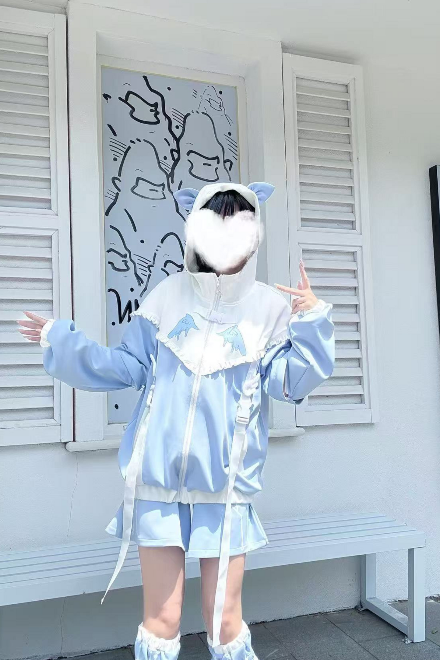 Aqua Angelic Subculture Hoodie Jacket + Pants + Leg Cover