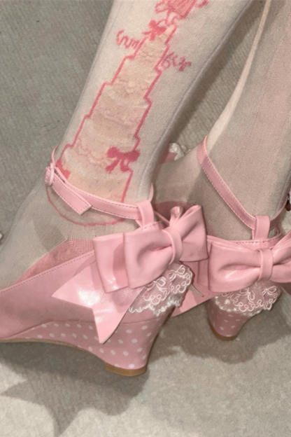 Retro Polka Dot Heart Lolita Sweet Shoes