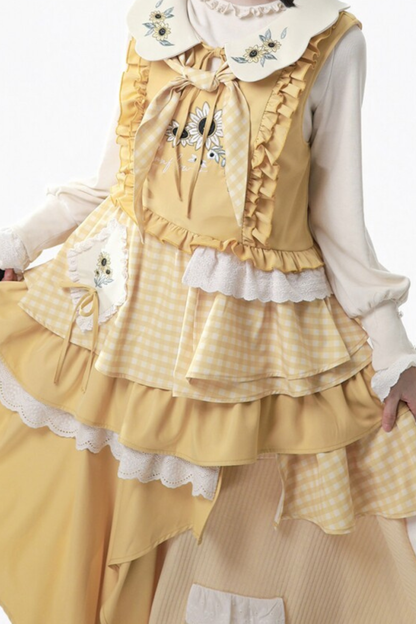 Yellow Ruffled Tank Top + Top + Skirt