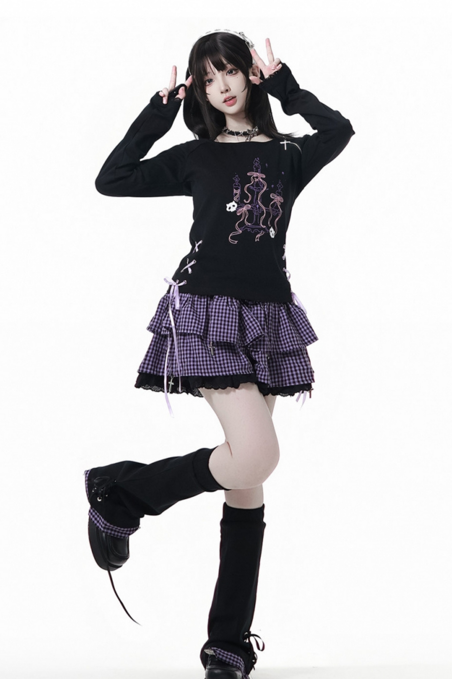 Academy Purple Hooded Sweatshirt + Tops + Skirt + Pants + Leg Cover