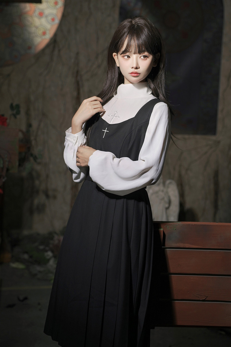Gothic School Mantle + Top + Vest Dress