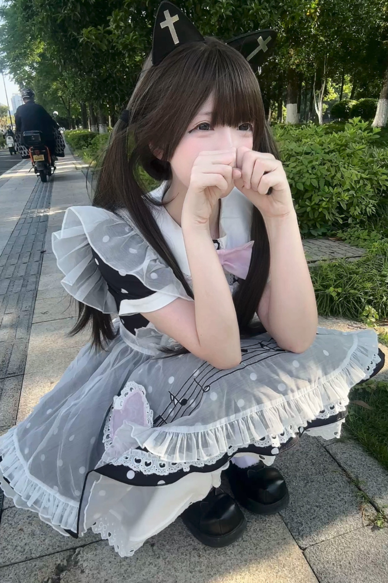 Heartbeat Dot Dress + Sheer Apron