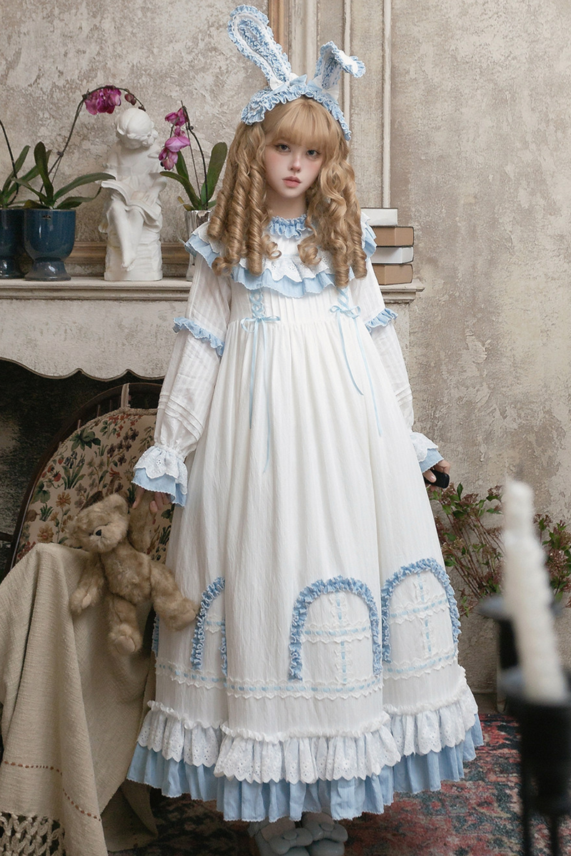 Rabbit Twin Blue Lolita Dress + Rabbit Headband