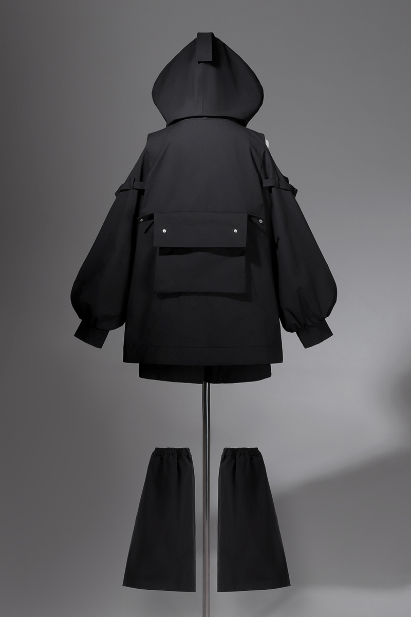 Dark Hooded Jacket + Shorts + Leg Covers