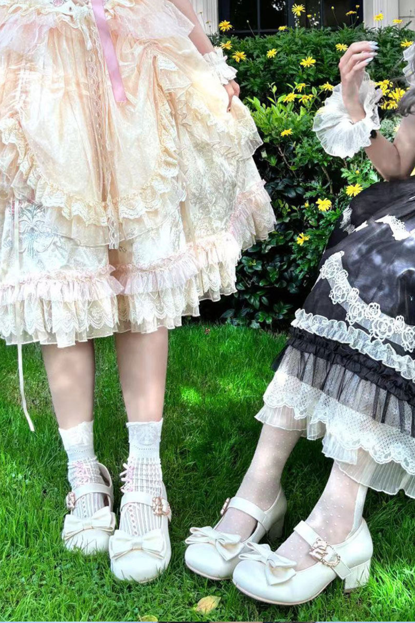 Satin Sheep Puff Ribbon Shoes