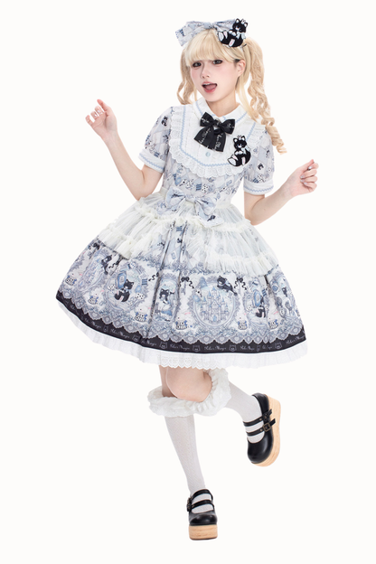 Rabbit Hole Alice Lolita Dress + Jsk + Cat Ear Headband + Headband + Hat + Clip + Bonnet