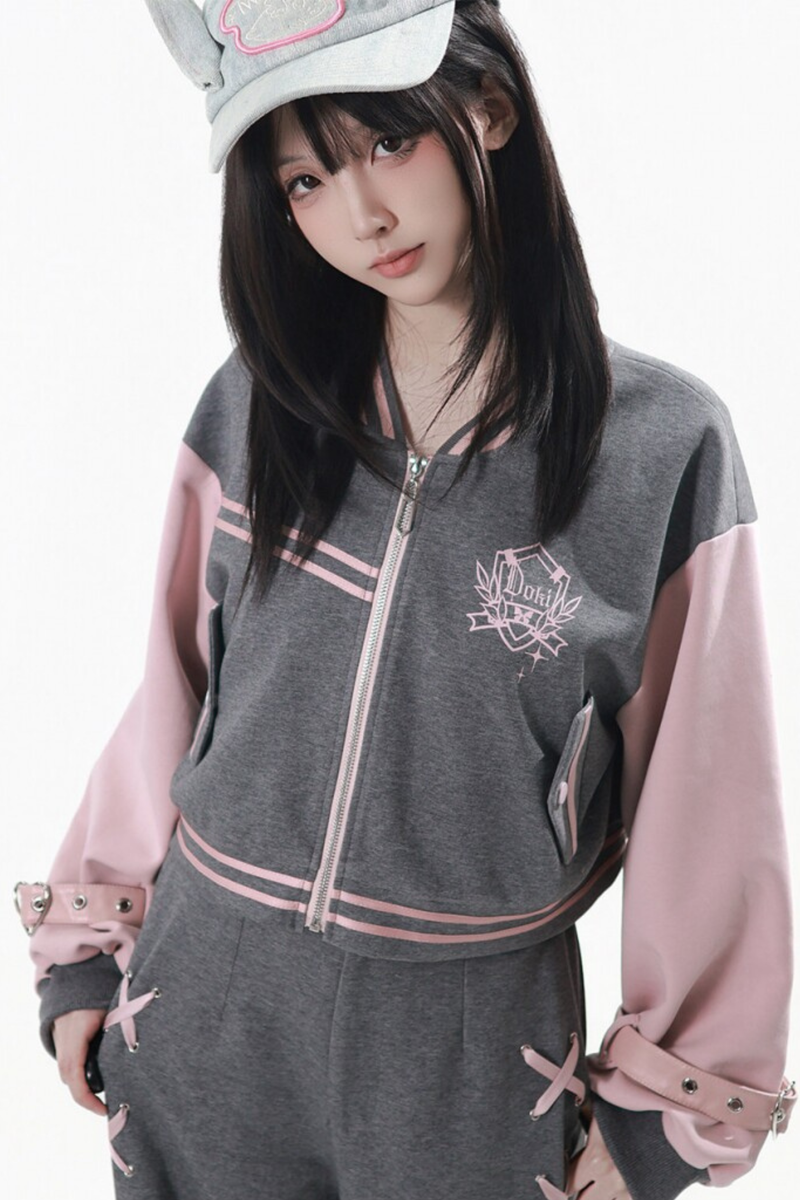 Sailor Collar Jacket + Pleated Skirt + Long Pants