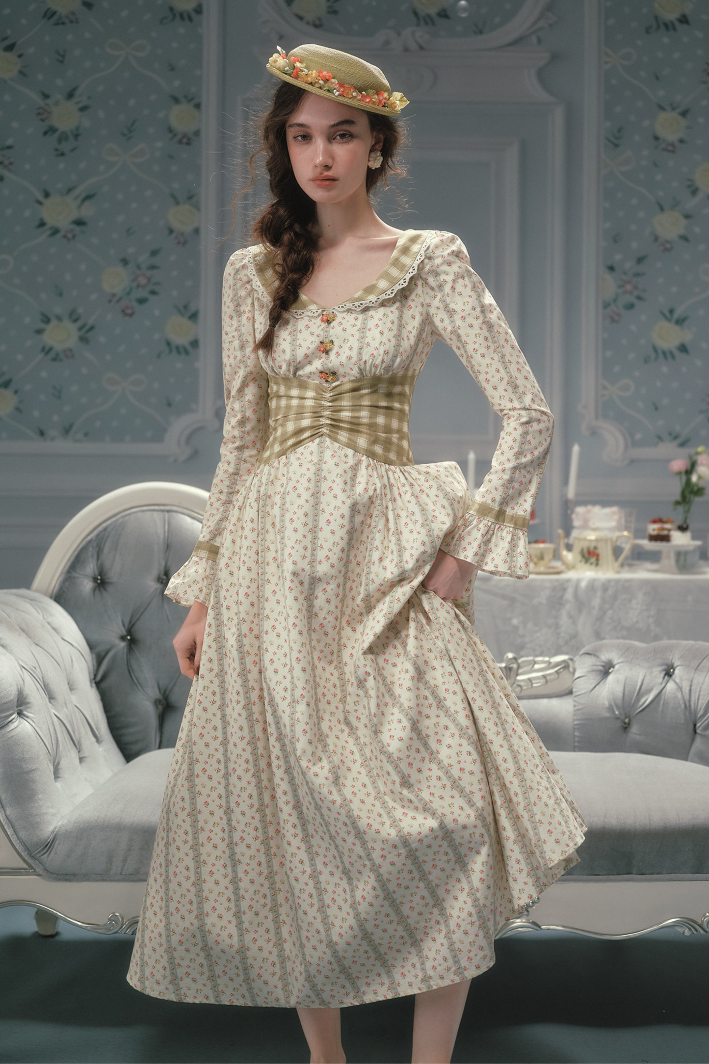 Retro Lace Maid Cotton Dress