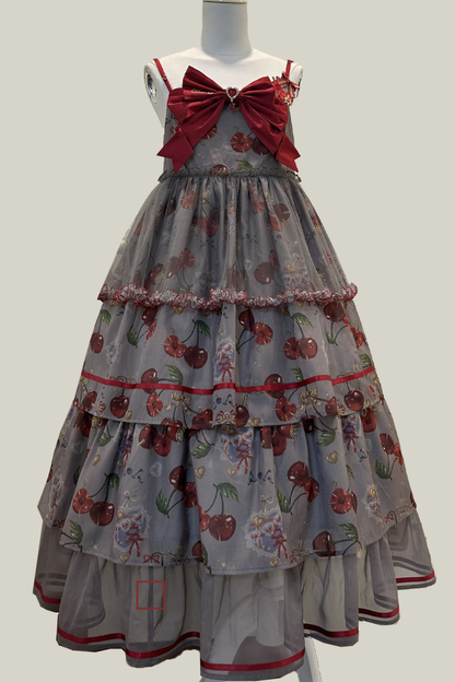 Retro Antique Cherry Sweet Lolita Dress + Jumper Skirt