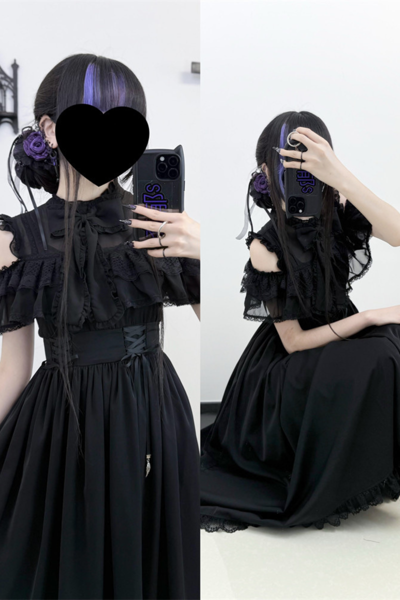Dark Style Off Shoulder Lace Dress