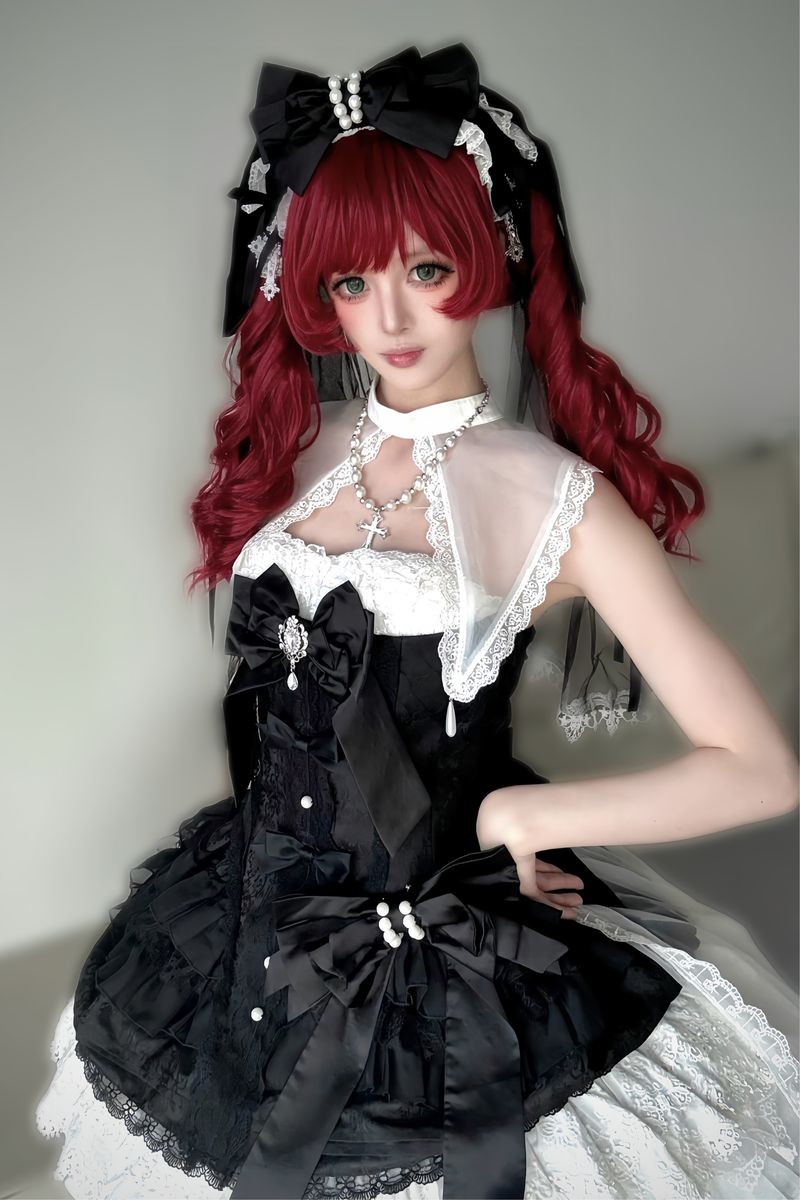 Dark Paradise Jsk + Detachable Collar + Waist Ribbon + Back Ribbon + Tail Veil