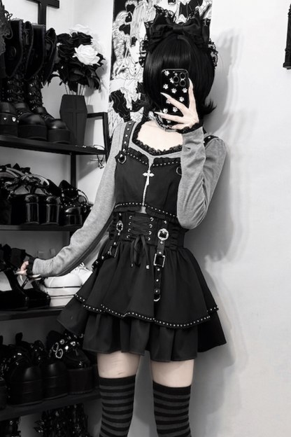 Dark Galaxy Lace Gothic Top + Skirt