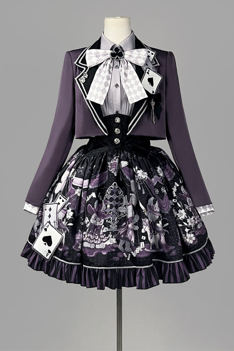 Night Alice Magic Theater Lolita Skirt + Shirt + Short Jacket