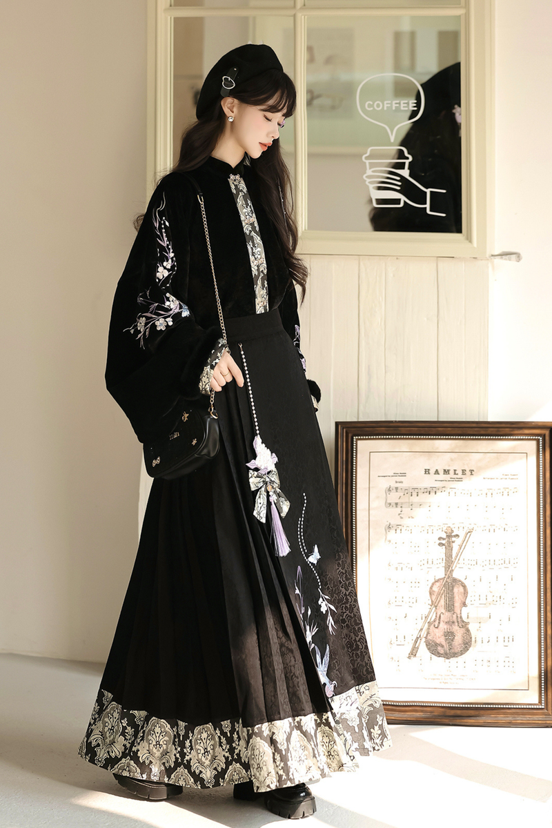 Dark Knight Chinese-style Top + Vest + Skirt