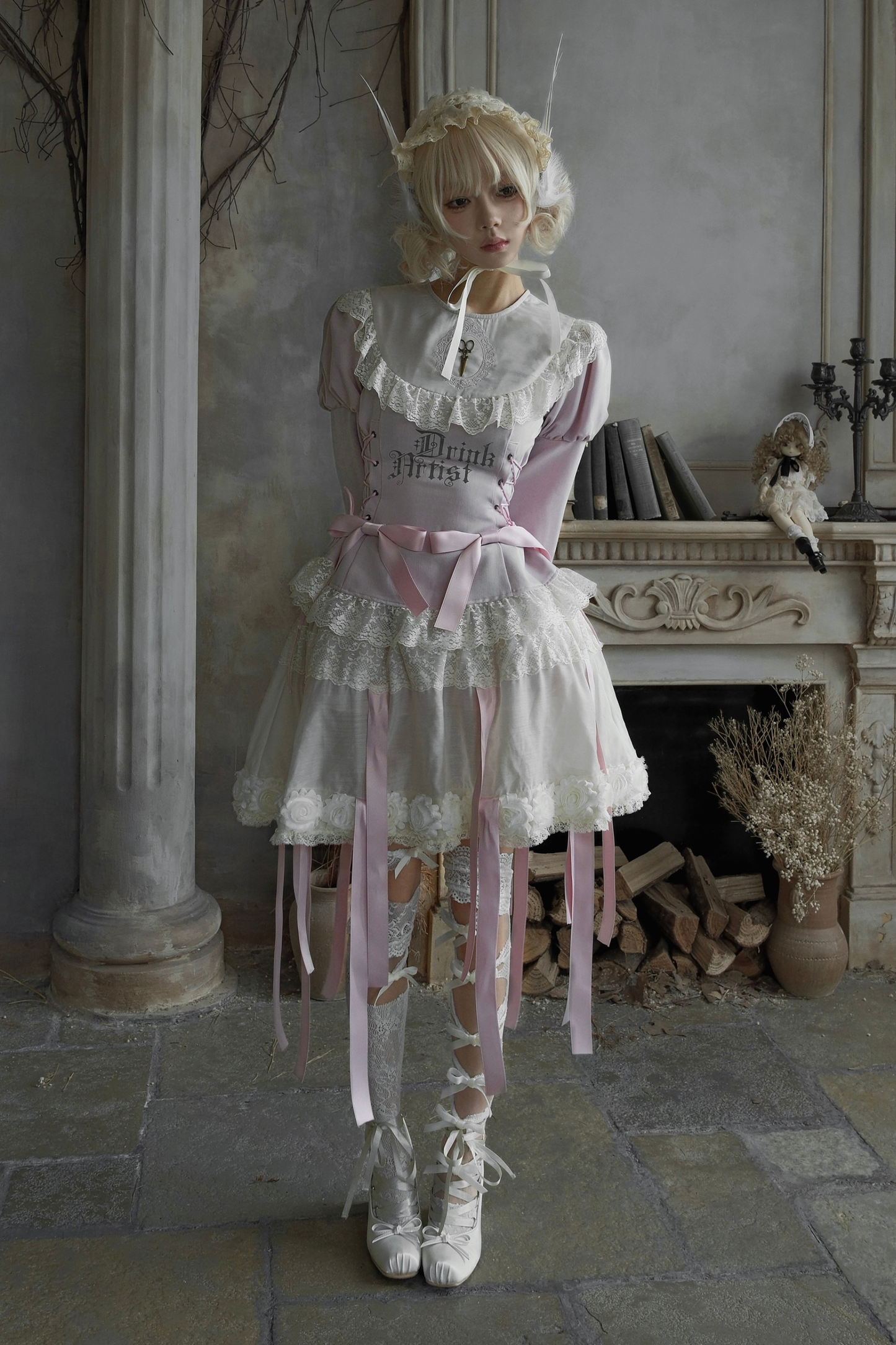 Drawstring Gothic Sweet Tops + Tiered Skirt