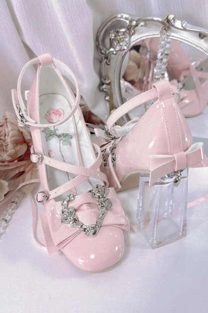 Love Buckle Crystal Heel Shoes