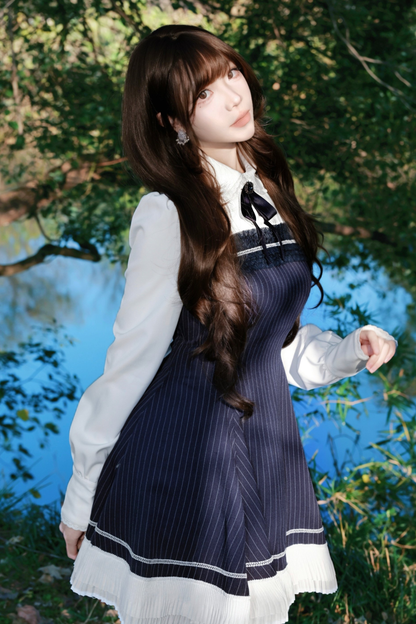 Retro Girly Striped a Line Dress
