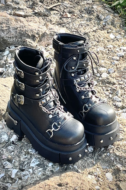 Leather Punk Platform Boots
