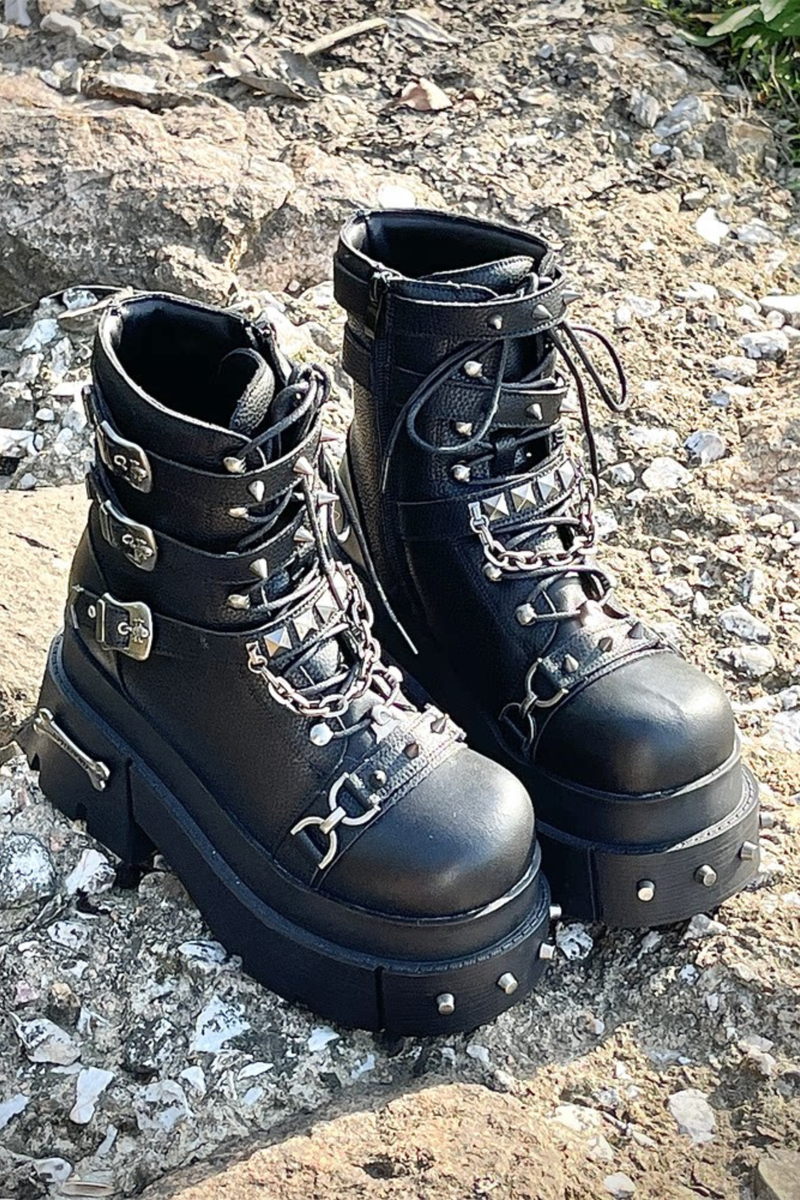 Leather Punk Platform Boots