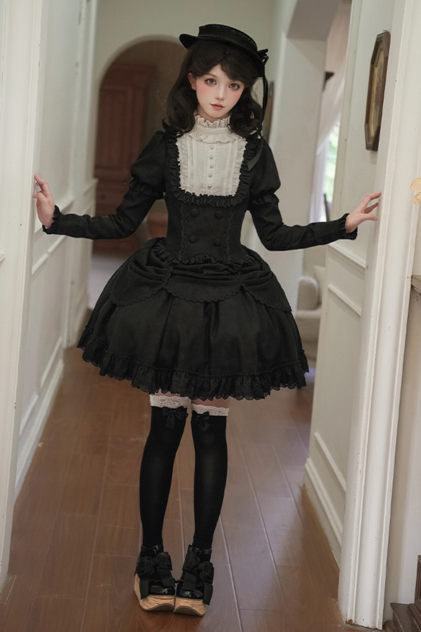 [pre-order] Classic Top + Curtain Skirt + Ribbon Collar + Hat