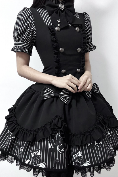 [pre-order Deadline: March 20] Rabbit Gothic Vampire Lolita Skirt + Striped Shirt + Hat