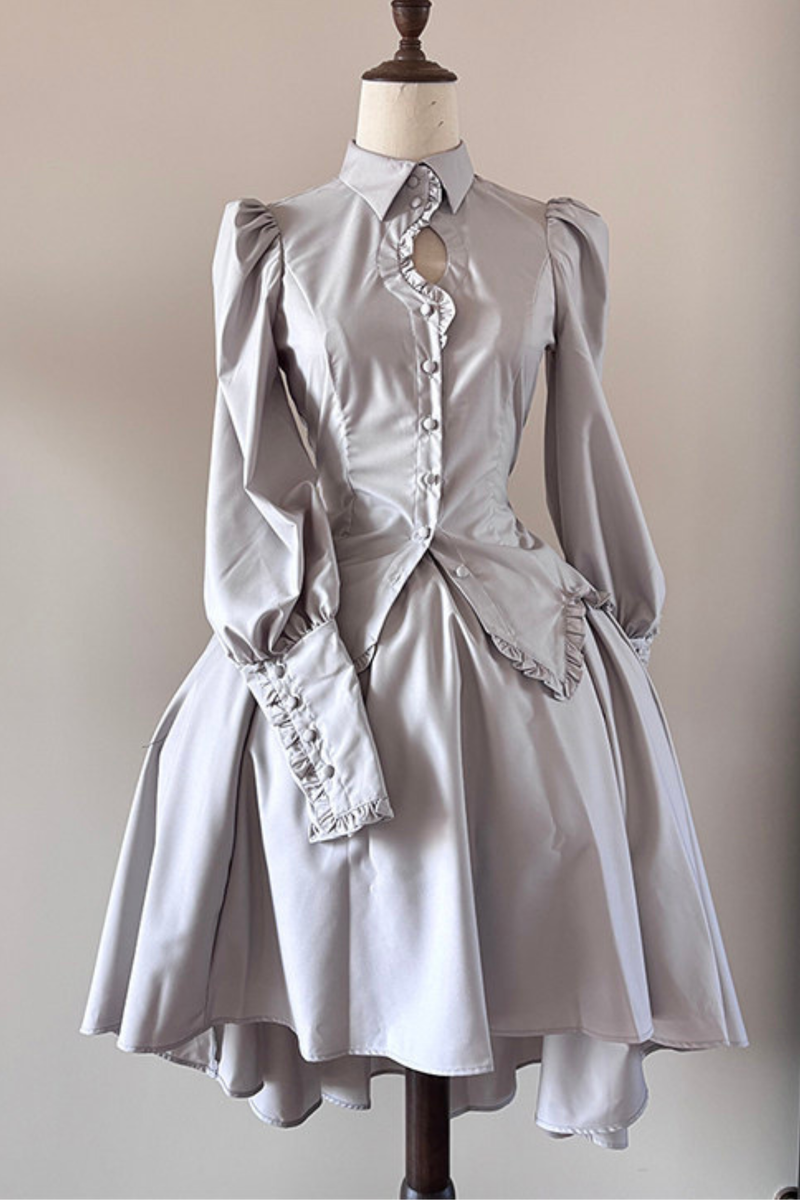 Gothic Puff Shoulder Blouse + Skirt