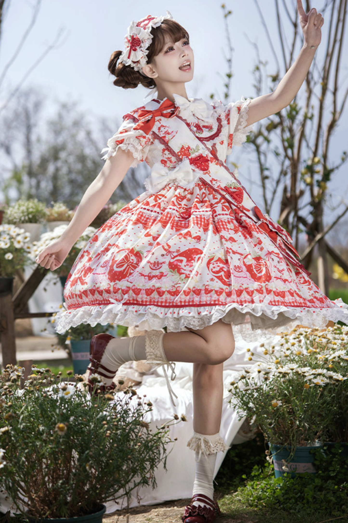 Red Berry Lolita Dress + Ribbon + Headband
