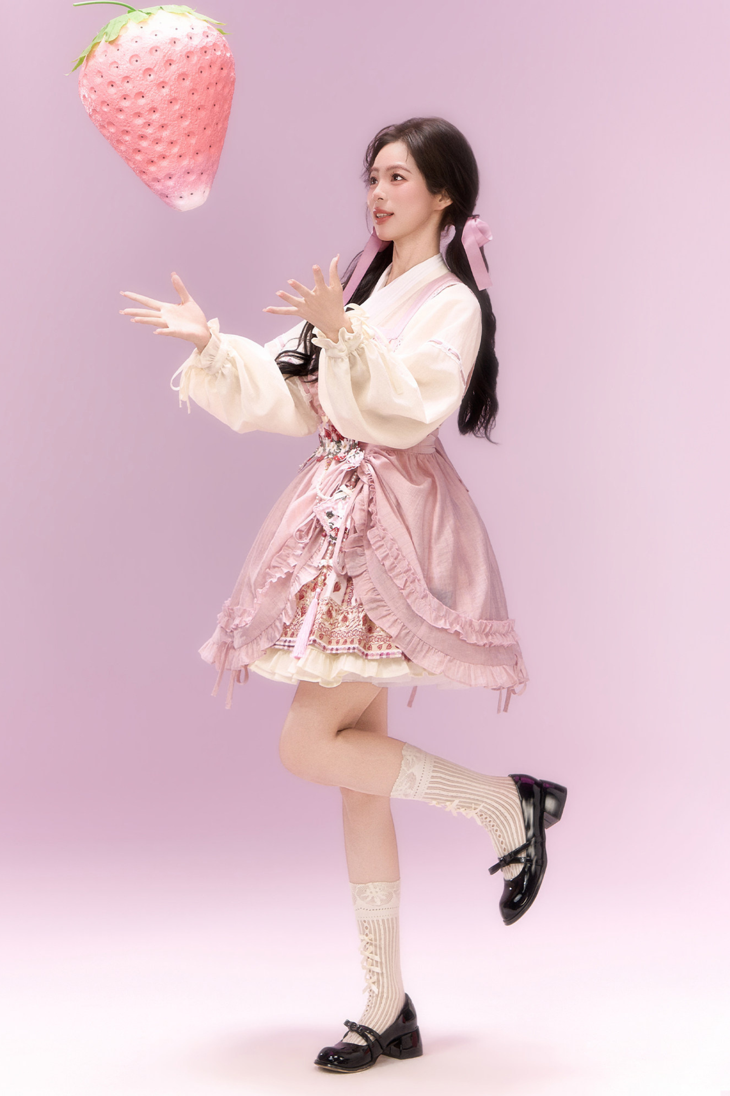 Sweet Chinese-style Overskirt + Top + Skirt + Accessories