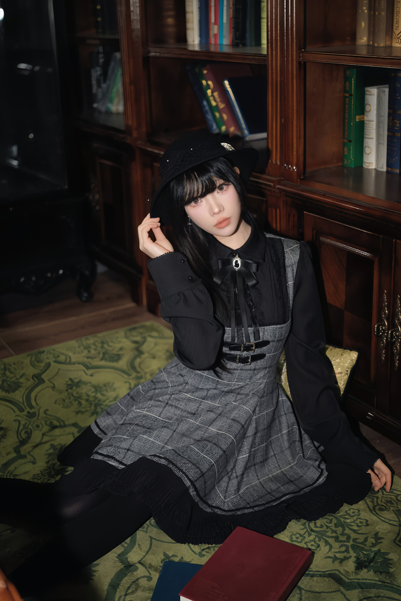 Plaid Belt Flare Dress