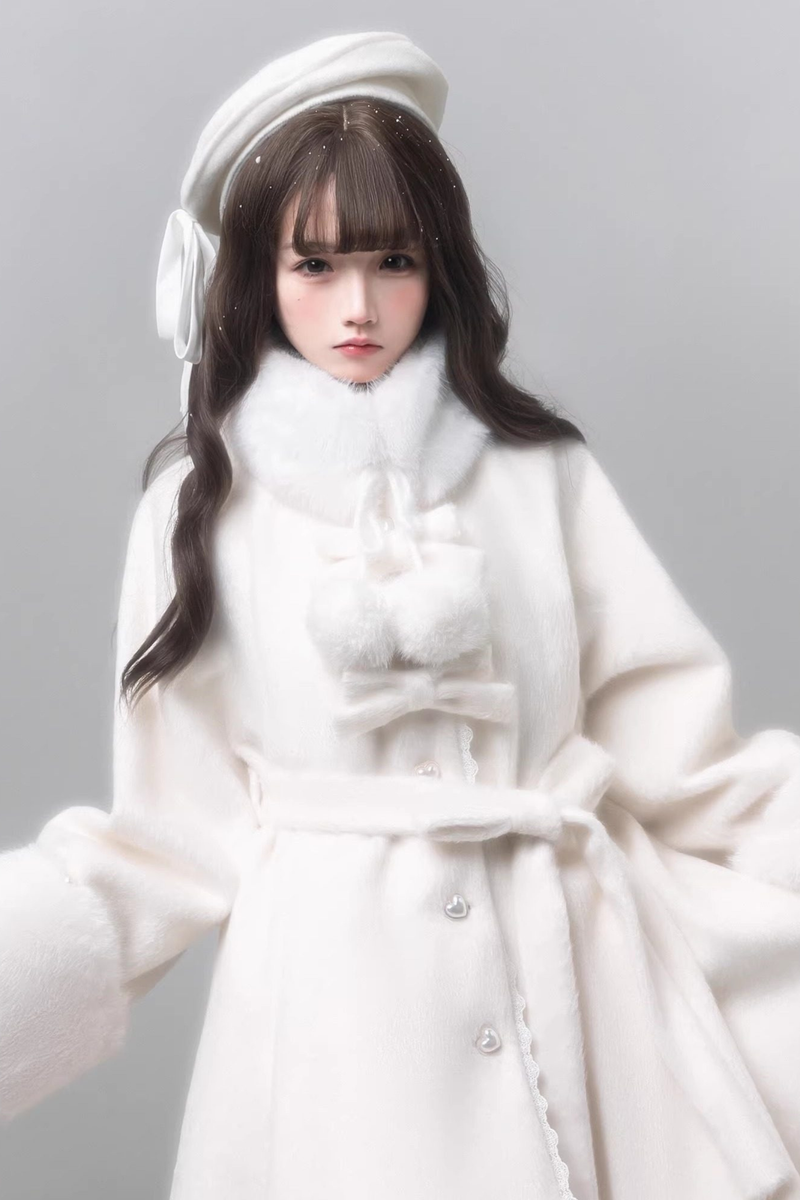 White Japanese Style Cape Coat