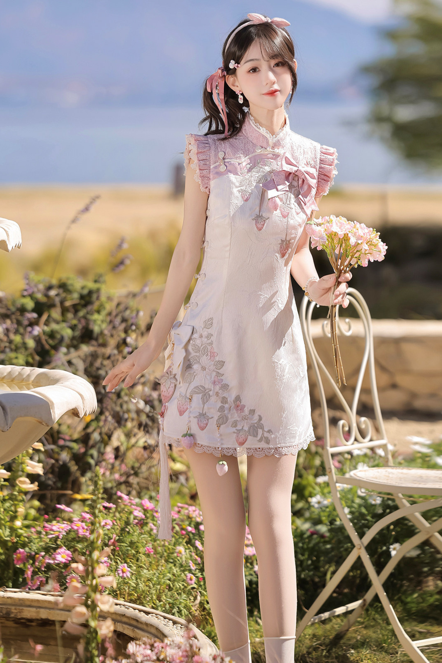 Strawberry Sweet Chinese-style Sleeveless Dress