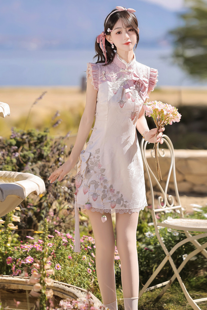 Strawberry Sweet Chinese-style Sleeveless Dress