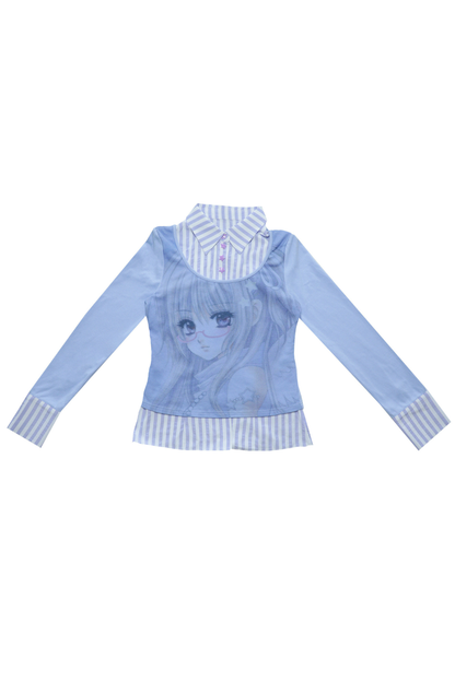 Anime Girl Striped Two Piece Top