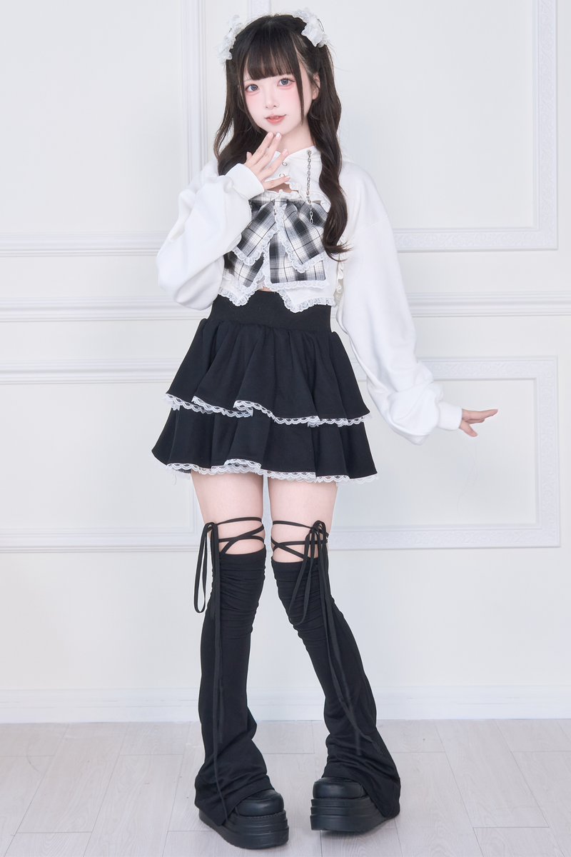 Ribbon Vest + Short Sweatshirt