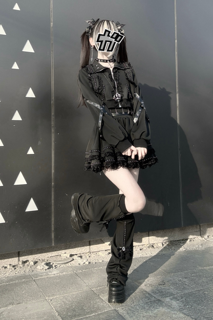 Dark Subculture Sporty Jacket + Skirt
