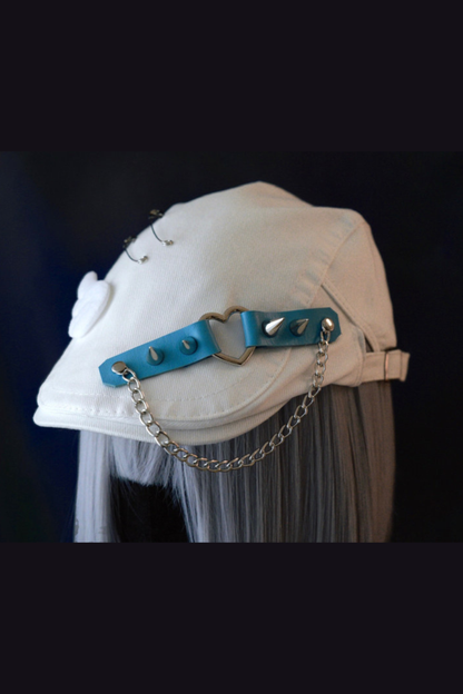 Denim Love Leather Buckle Cloud Hat Beret