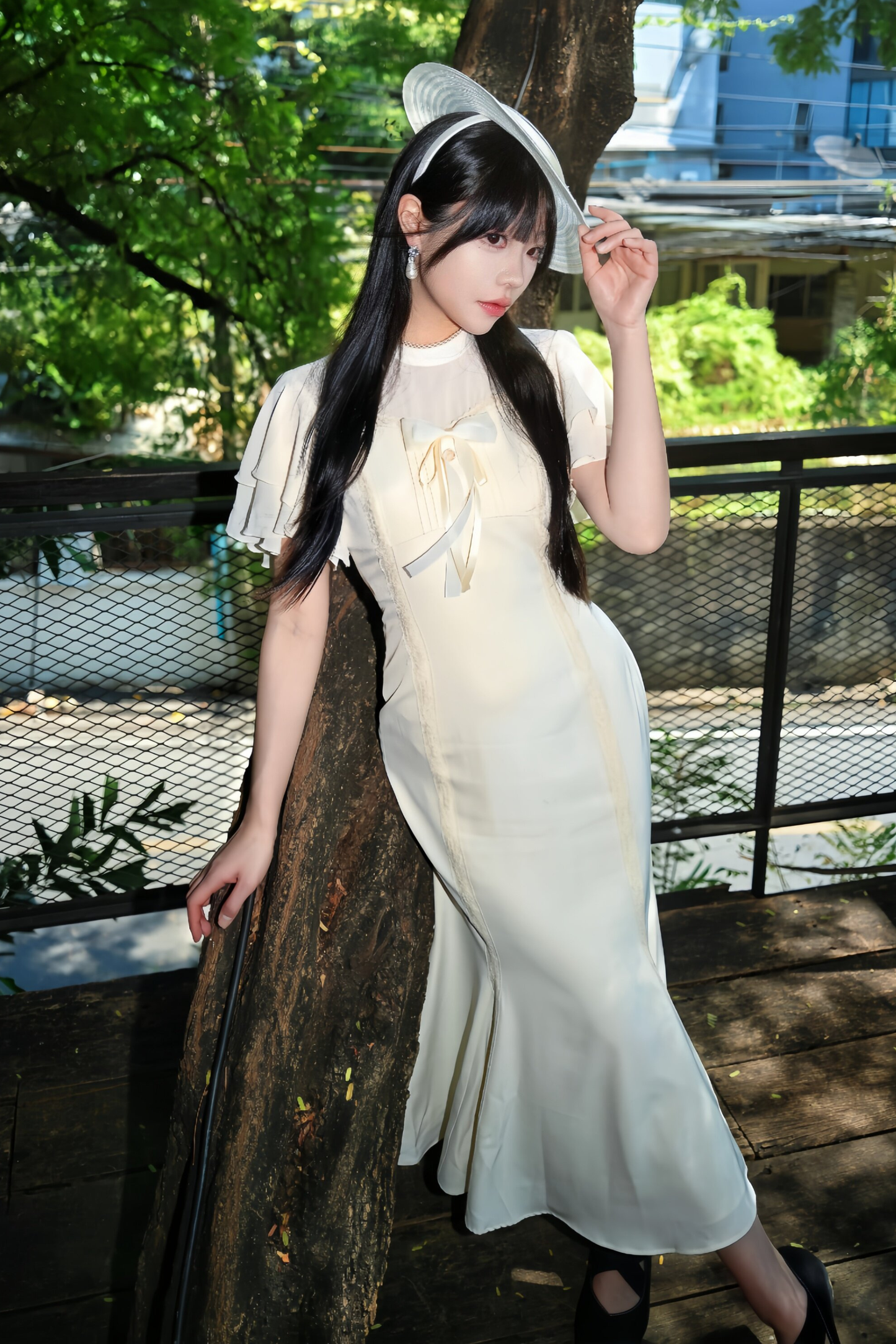 Pure White Lace Fishtail Dress
