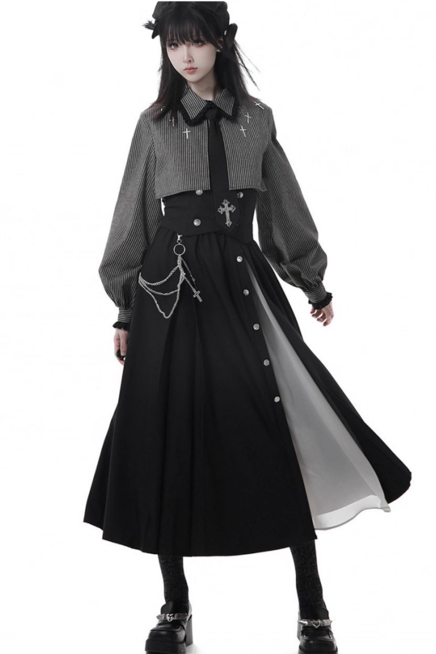 Cross Carol Dark Shirt + Corset + Skirt