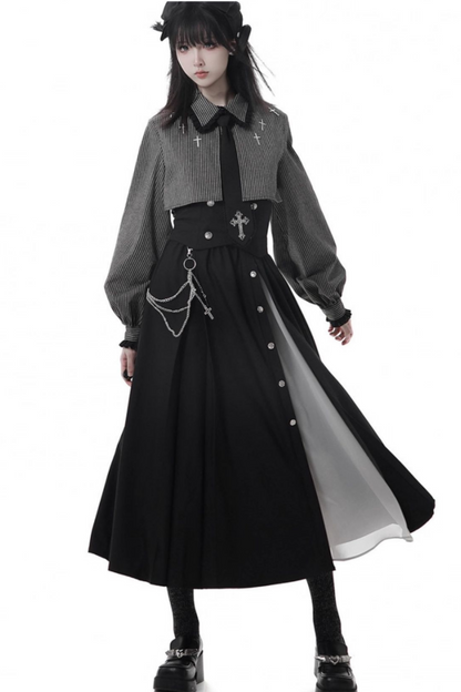 Cross Carol Dark Shirt + Corset + Skirt
