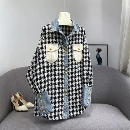 Plaid Denim Coat