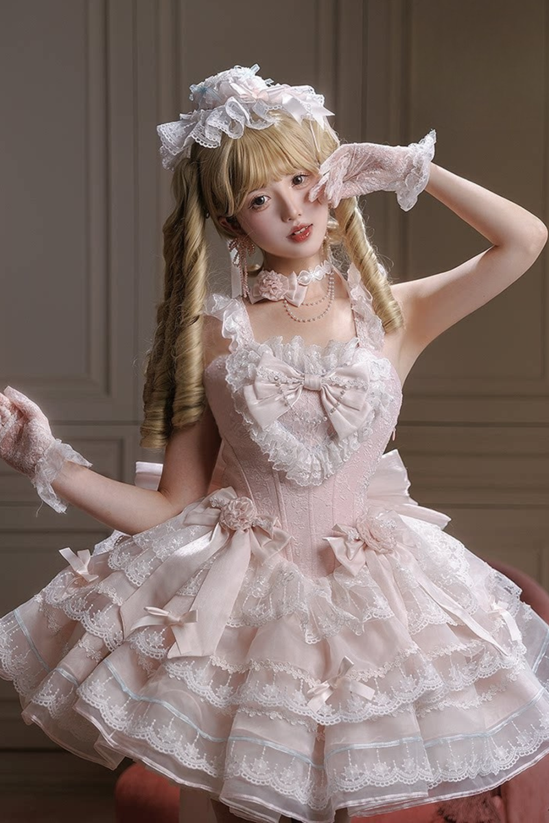 Light Sweet Lolita Jumper Skirt + Hat + Hairband