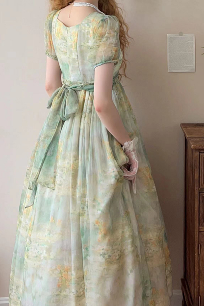 Marble Art High Waist Mark Lolita Dress