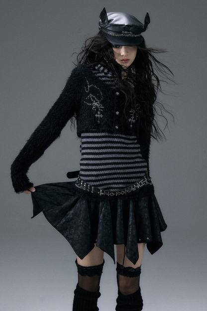 Striped Animal Hooded Top