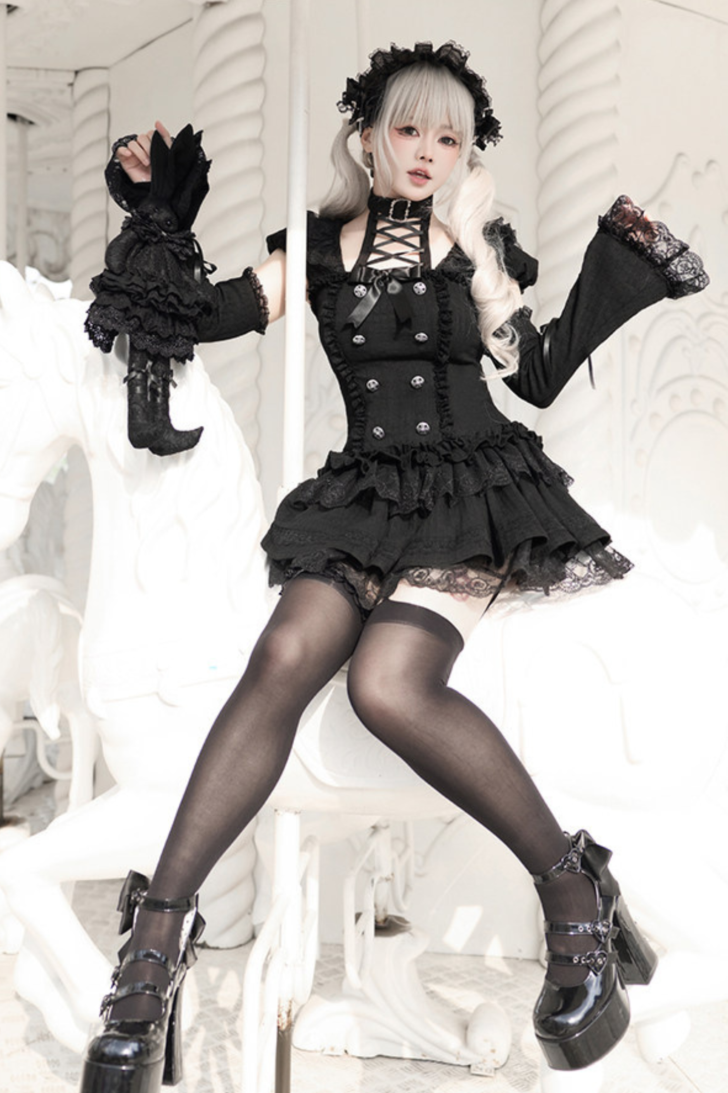 Gothic Doll Dress + Pants + Hairband