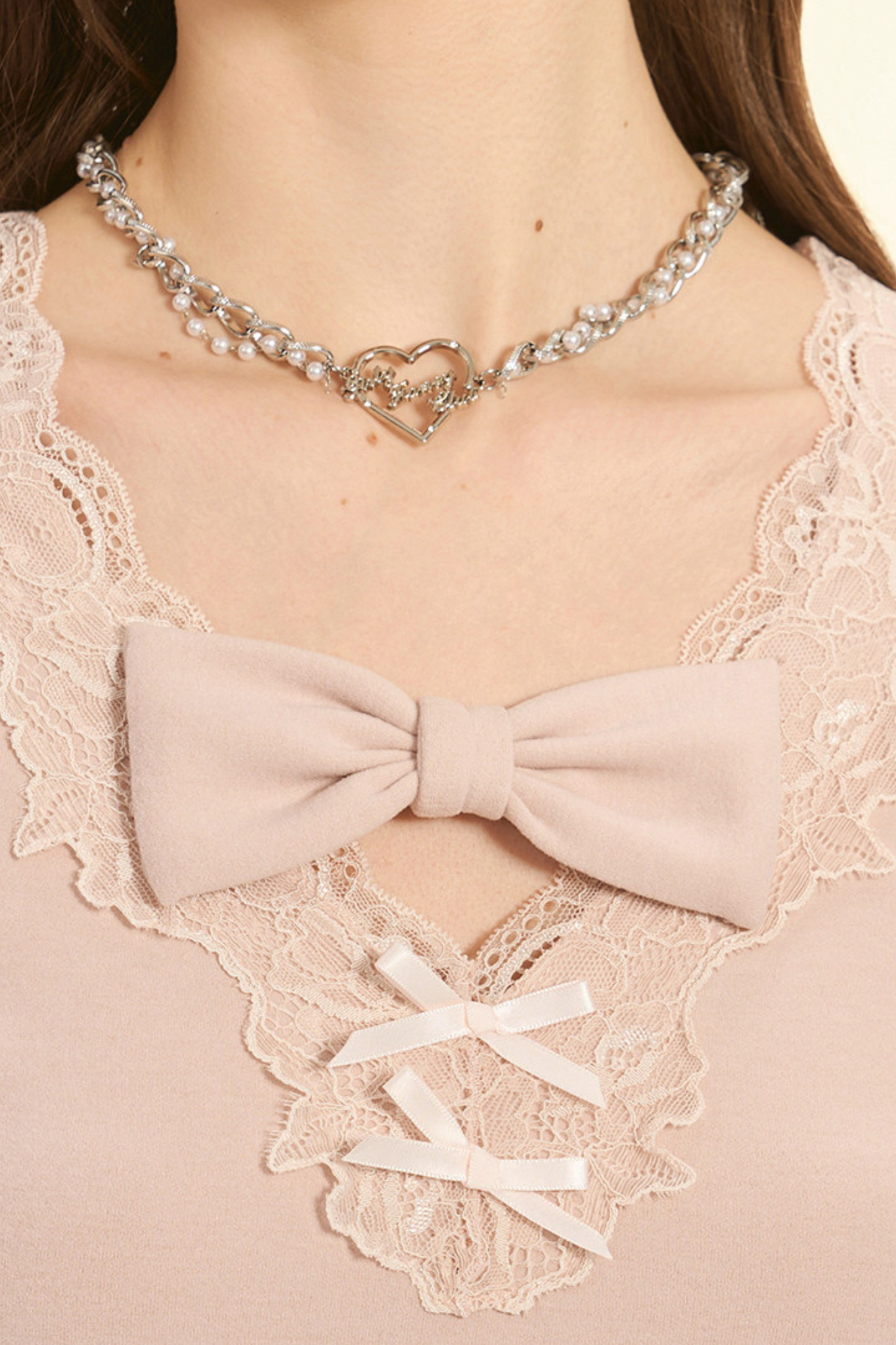 Pink Bow Velvet Knit Top