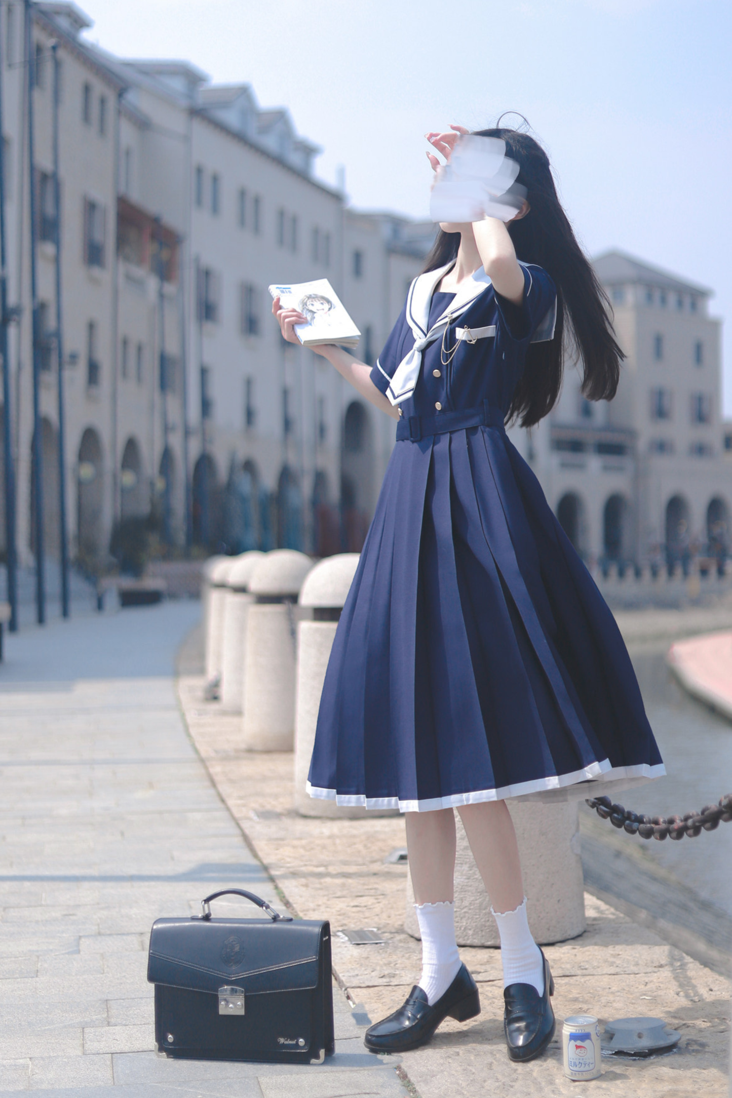 Retro College Sweet Sailor Dress + Tie + Brooch