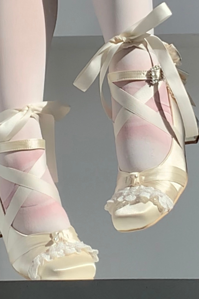 Lace-up Square Toe Ballet Heels
