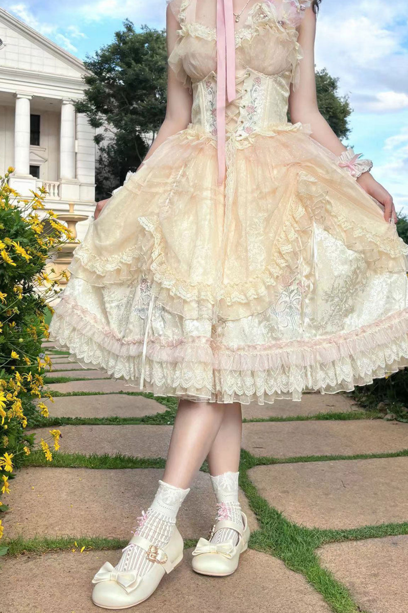 Satin Sheep Puff Ribbon Shoes
