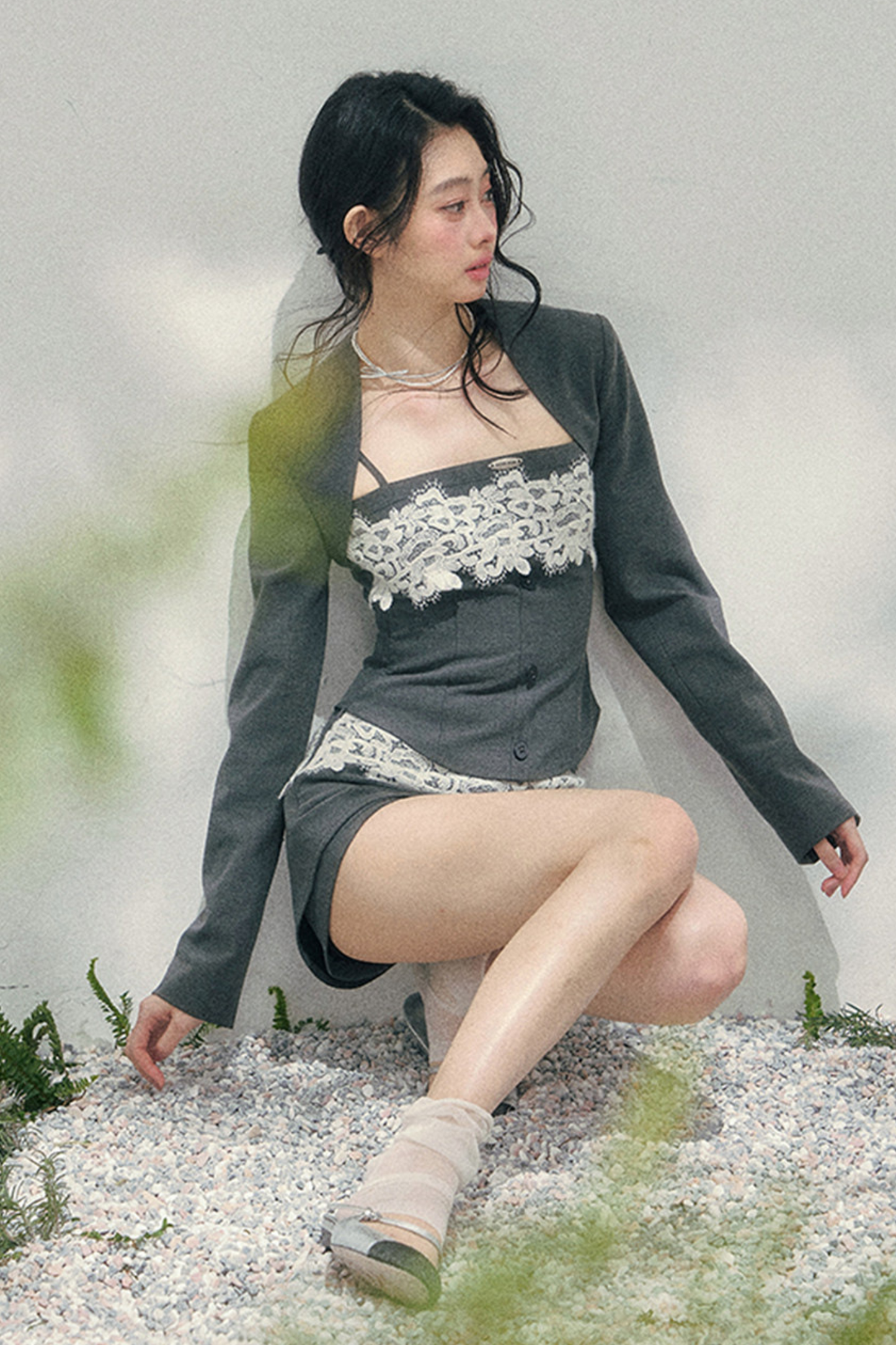 Lace Camisole Top + Shawl + Culottes